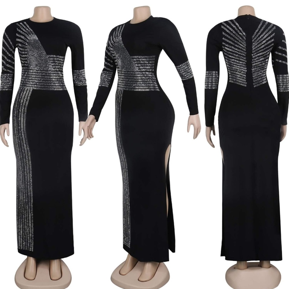 Elegant Black Dress with Silver Accents